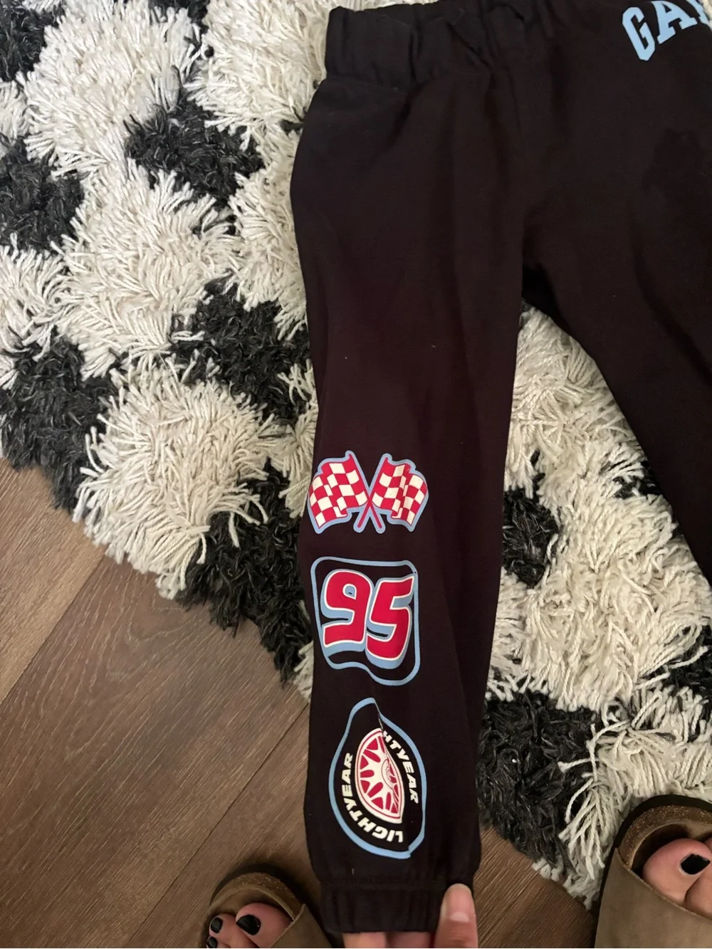GAP Black Lightning McQueen Sweatpants & Joggers Set with Red and Blue Graphics